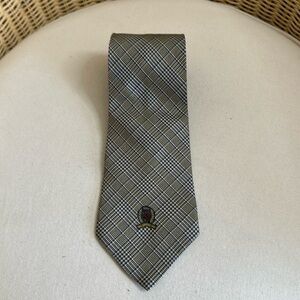 Vintage Tommy Hilfiger 100% Imported Italian Silk Plaid Houndstooth Necklace Tie